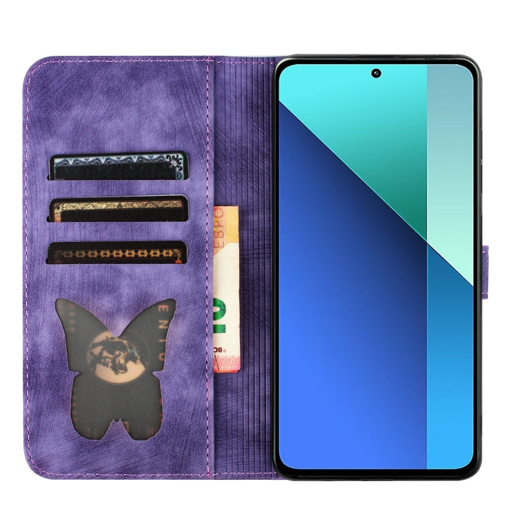For Xiaomi Redmi Note 13 Pro 4G Butterfly Cat Embossing Flip Leather Phone Case(Purple) - Xiaomi Cases by buy2fix | Online Shopping UK | buy2fix