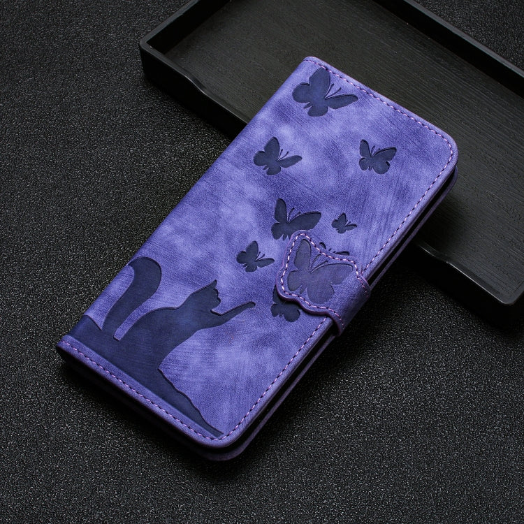 For Xiaomi Redmi Note 13 Pro+ 5G Butterfly Cat Embossing Flip Leather Phone Case(Purple) - Xiaomi Cases by buy2fix | Online Shopping UK | buy2fix