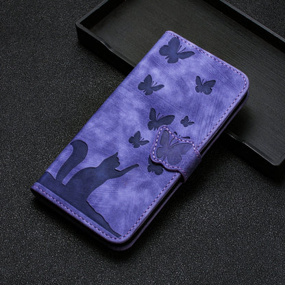 For Xiaomi Redmi Note 13 Pro+ 5G Butterfly Cat Embossing Flip Leather Phone Case(Purple) - Xiaomi Cases by buy2fix | Online Shopping UK | buy2fix
