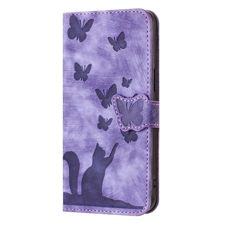 For Xiaomi Redmi Note 13 Pro+ 5G Butterfly Cat Embossing Flip Leather Phone Case(Purple) - Xiaomi Cases by buy2fix | Online Shopping UK | buy2fix