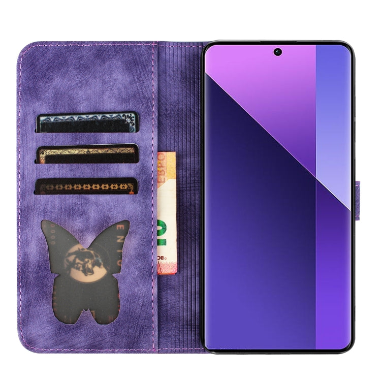 For Xiaomi Redmi Note 13 Pro+ 5G Butterfly Cat Embossing Flip Leather Phone Case(Purple) - Xiaomi Cases by buy2fix | Online Shopping UK | buy2fix