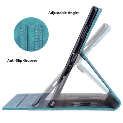 For Samsung Galaxy Tab A11+ / A9+ Cartoon Sakura Cat Embossed Leather Tablet Case(Green) by buy2fix