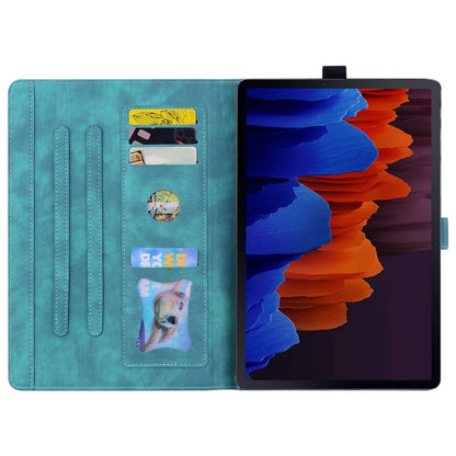 For Samsung Galaxy Tab S10 Ultra /S11 Ultra Cartoon Sakura Cat Embossed Leather Tablet Case(Green) - Galaxy Tab S9 Ultra Cases by buy2fix | Online Shopping UK | buy2fix