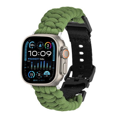 For Apple Watch Ultra 2 49mm Paracord Plain Braided Webbing Buckle Watch Band(Army Green) by buy2fix