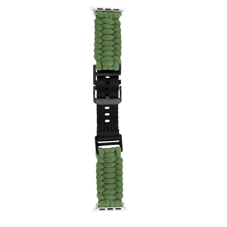 For Apple Watch Ultra 2 49mm Paracord Plain Braided Webbing Buckle Watch Band(Army Green) by buy2fix