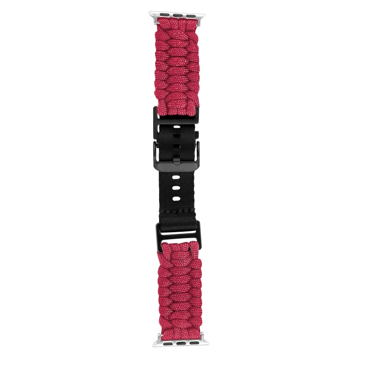 For Apple Watch Ultra 2 49mm Paracord Plain Braided Webbing Buckle Watch Band(Red) by buy2fix