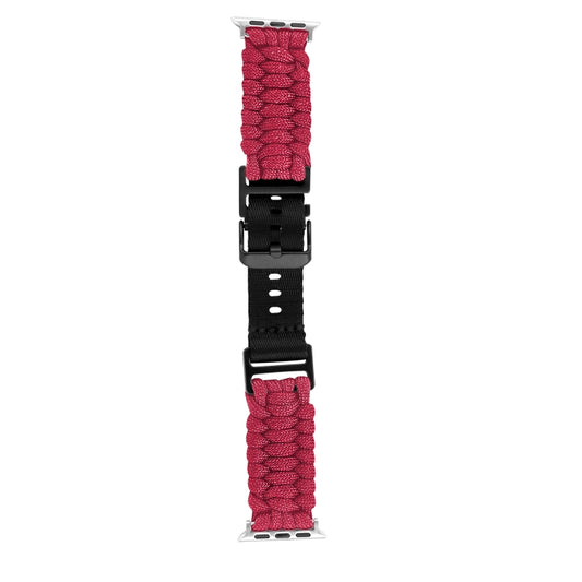 For Apple Watch Ultra 2 49mm Paracord Plain Braided Webbing Buckle Watch Band(Red) by buy2fix
