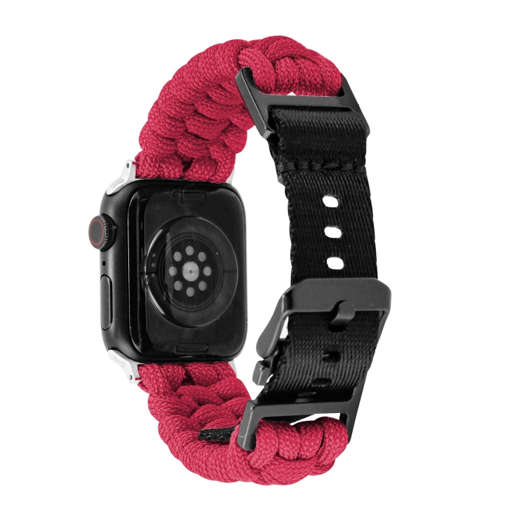 For Apple Watch Ultra 2 49mm Paracord Plain Braided Webbing Buckle Watch Band(Red) by buy2fix