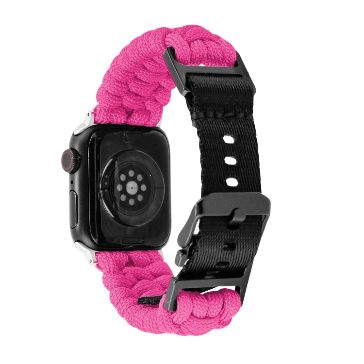 For Apple Watch Ultra 2 49mm Paracord Plain Braided Webbing Buckle Watch Band(Rose Red) by buy2fix