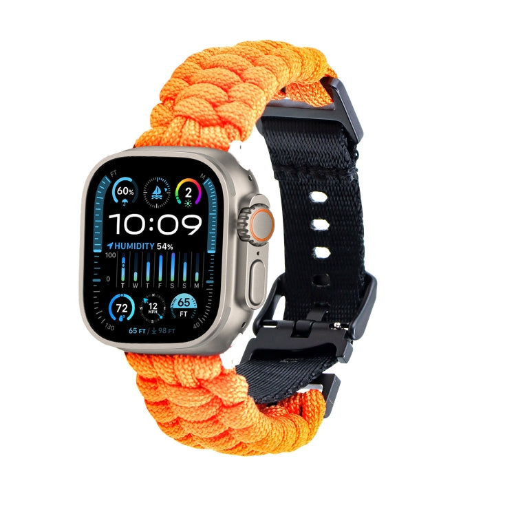 For Apple Watch Ultra 2 49mm Paracord Plain Braided Webbing Buckle Watch Band(Orange) by buy2fix