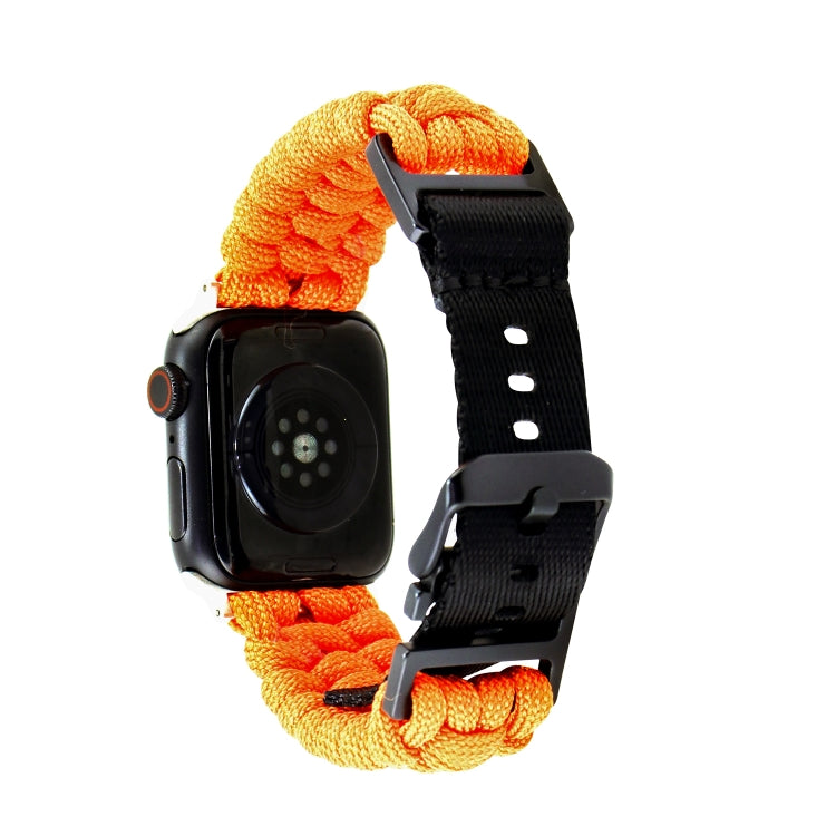 For Apple Watch Ultra 2 49mm Paracord Plain Braided Webbing Buckle Watch Band(Orange) by buy2fix