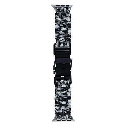 For Apple Watch Ultra 2 49mm Paracord Plain Braided Webbing Buckle Watch Band(Black White) by buy2fix