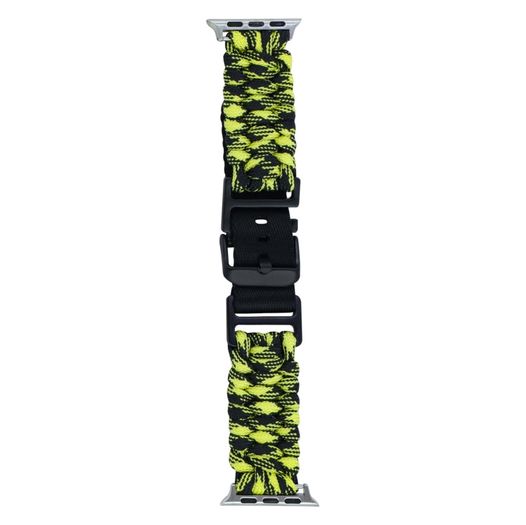 For Apple Watch Ultra 2 49mm Paracord Plain Braided Webbing Buckle Watch Band(Black Yellow) by buy2fix