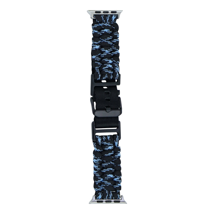 For Apple Watch Ultra 2 49mm Paracord Plain Braided Webbing Buckle Watch Band(Black Blue) by buy2fix