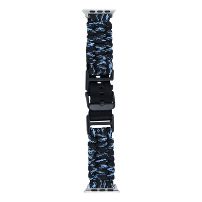 For Apple Watch Ultra 2 49mm Paracord Plain Braided Webbing Buckle Watch Band(Black Blue) by buy2fix