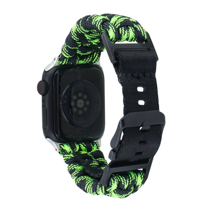 For Apple Watch Ultra 2 49mm Paracord Plain Braided Webbing Buckle Watch Band(Black Green) by buy2fix