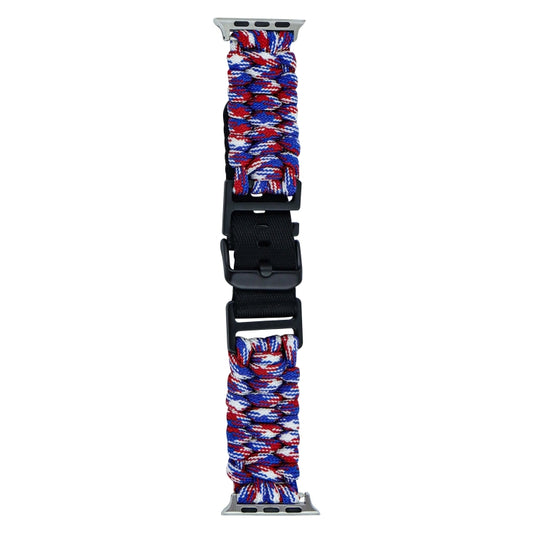 For Apple Watch Ultra 2 49mm Paracord Plain Braided Webbing Buckle Watch Band(Red White Blue) by buy2fix