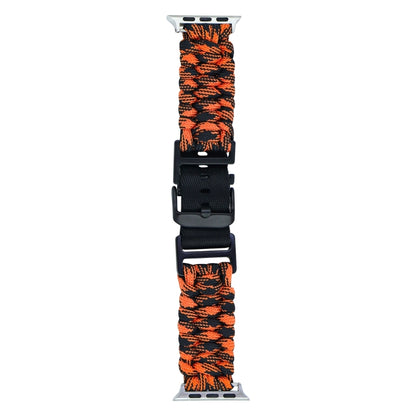 For Apple Watch Ultra 2 49mm Paracord Plain Braided Webbing Buckle Watch Band(Black Orange) by buy2fix