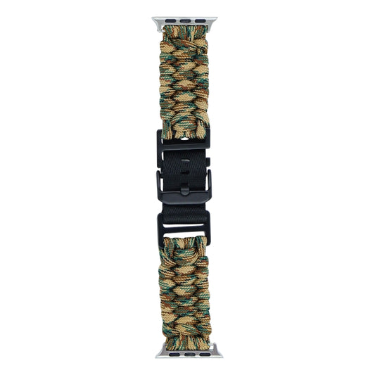 For Apple Watch Ultra 2 49mm Paracord Plain Braided Webbing Buckle Watch Band(Army Green Camouflage) by buy2fix