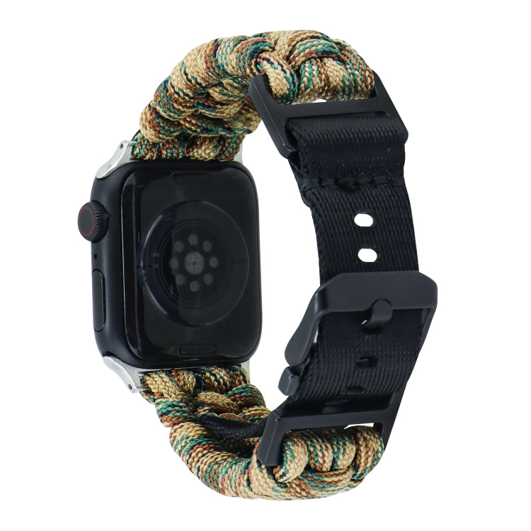 For Apple Watch Ultra 2 49mm Paracord Plain Braided Webbing Buckle Watch Band(Army Green Camouflage) by buy2fix