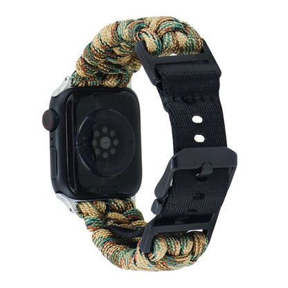For Apple Watch Ultra 2 49mm Paracord Plain Braided Webbing Buckle Watch Band(Army Green Camouflage) by buy2fix