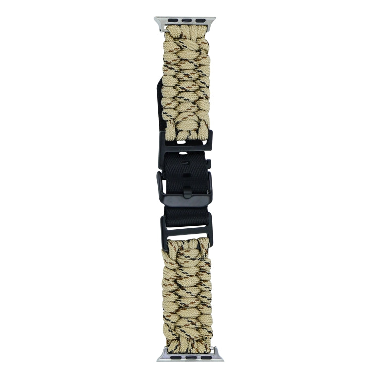 For Apple Watch Ultra 2 49mm Paracord Plain Braided Webbing Buckle Watch Band(Khaki Camouflage) by buy2fix