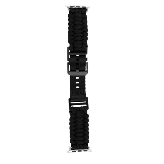 For Apple Watch Ultra 49mm Paracord Plain Braided Webbing Buckle Watch Band(Black) by buy2fix