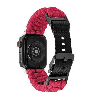 For Apple Watch Ultra 49mm Paracord Plain Braided Webbing Buckle Watch Band(Red) by buy2fix