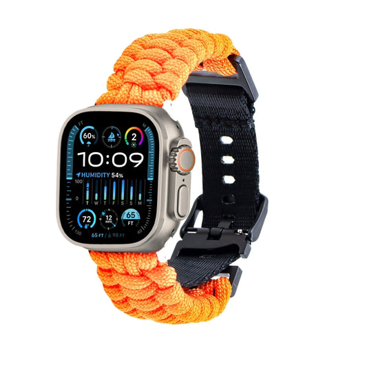 For Apple Watch Ultra 49mm Paracord Plain Braided Webbing Buckle Watch Band(Orange) by buy2fix
