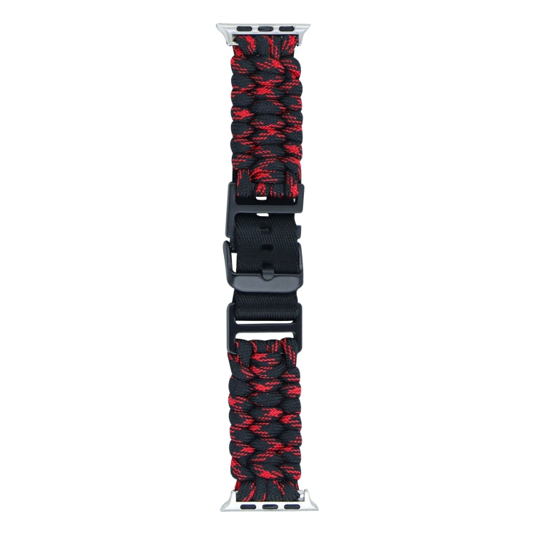 For Apple Watch Ultra 49mm Paracord Plain Braided Webbing Buckle Watch Band(Black Red) by buy2fix