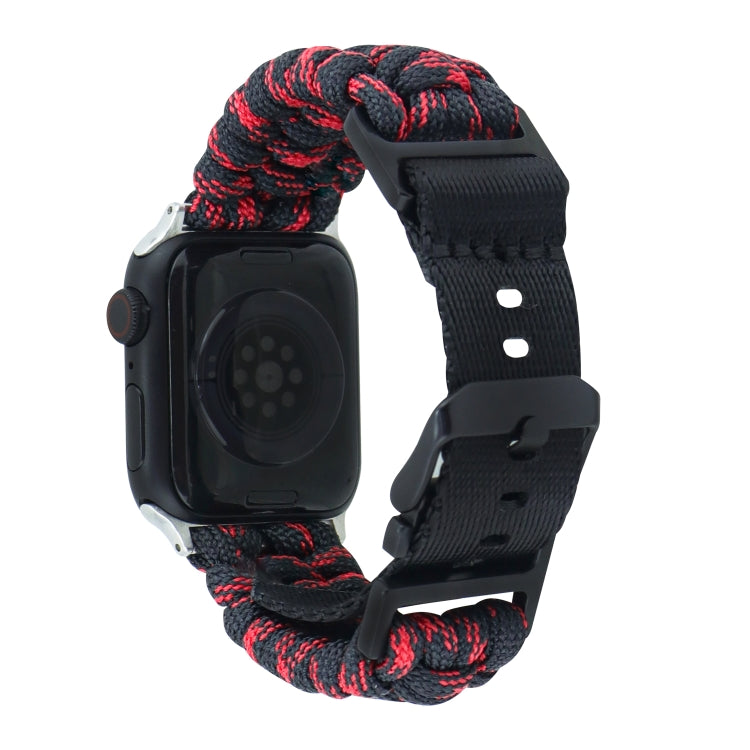 For Apple Watch Ultra 49mm Paracord Plain Braided Webbing Buckle Watch Band(Black Red) by buy2fix
