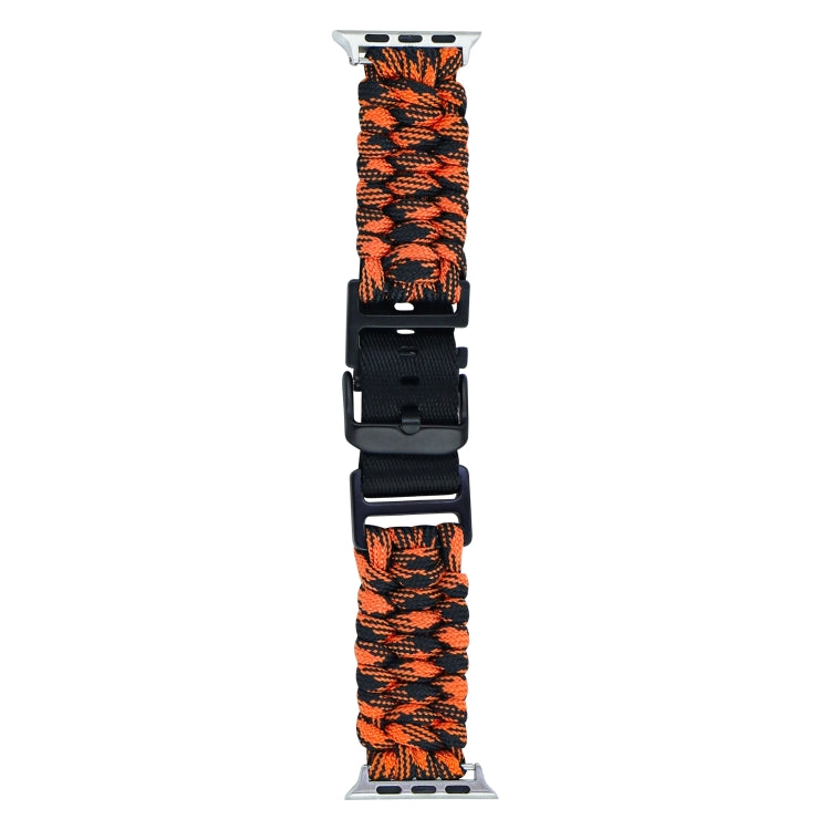 For Apple Watch Ultra 49mm Paracord Plain Braided Webbing Buckle Watch Band(Black Orange) by buy2fix
