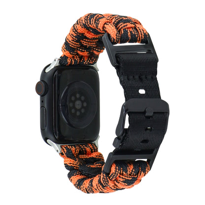 For Apple Watch Ultra 49mm Paracord Plain Braided Webbing Buckle Watch Band(Black Orange) by buy2fix
