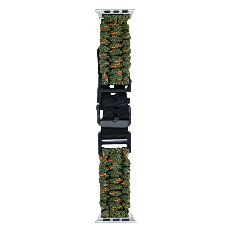 For Apple Watch Ultra 49mm Paracord Plain Braided Webbing Buckle Watch Band(Army Green Orange) by buy2fix