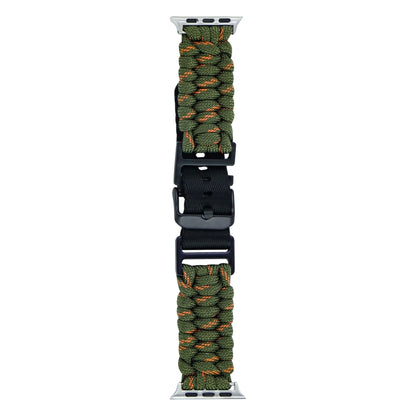 For Apple Watch Ultra 49mm Paracord Plain Braided Webbing Buckle Watch Band(Army Green Orange) by buy2fix