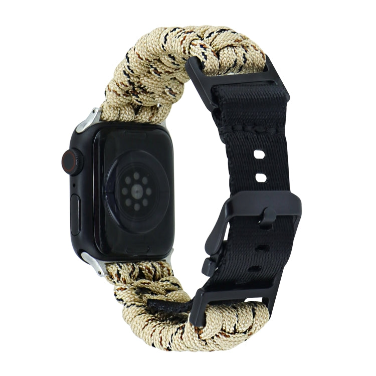 For Apple Watch Ultra 49mm Paracord Plain Braided Webbing Buckle Watch Band(Khaki Camouflage) by buy2fix