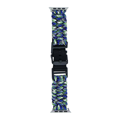 For Apple Watch Ultra 49mm Paracord Plain Braided Webbing Buckle Watch Band(Blue Green) by buy2fix