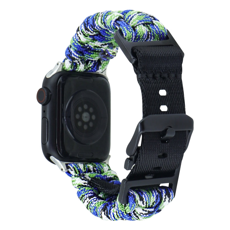 For Apple Watch Ultra 49mm Paracord Plain Braided Webbing Buckle Watch Band(Blue Green) by buy2fix