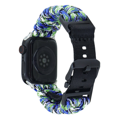 For Apple Watch Ultra 49mm Paracord Plain Braided Webbing Buckle Watch Band(Blue Green) by buy2fix