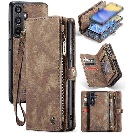 For Samsung Galaxy A15 5G CaseMe 008 Multifunctional Zipper Wallet Leather Phone Case with Lanyard(Brown) by CaseMe