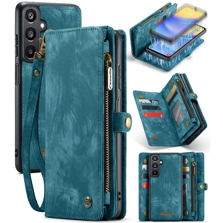 For Samsung Galaxy A15 5G CaseMe 008 Multifunctional Zipper Wallet Leather Phone Case with Lanyard(Blue) by CaseMe