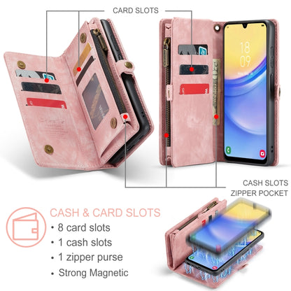 For Samsung Galaxy A15 5G CaseMe 008 Multifunctional Zipper Wallet Leather Phone Case with Lanyard(Pink) by CaseMe
