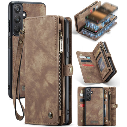 For Samsung Galaxy A25 4G CaseMe 008 Multifunctional Zipper Wallet Leather Phone Case with Lanyard(Brown) by CaseMe