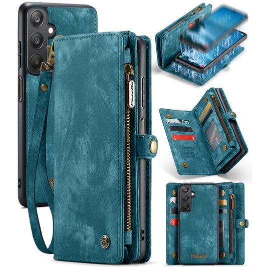 For Samsung Galaxy A25 4G CaseMe 008 Multifunctional Zipper Wallet Leather Phone Case with Lanyard(Blue) by CaseMe