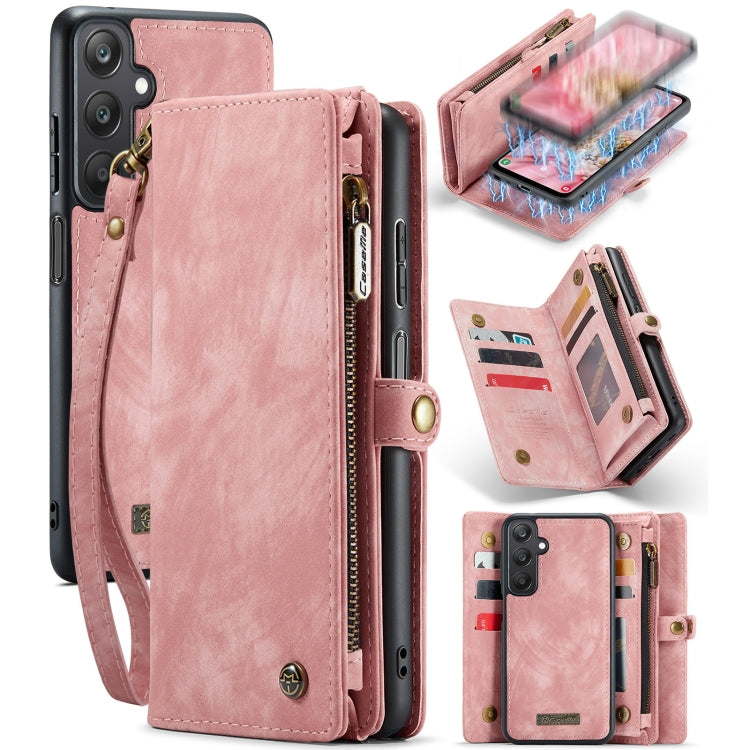 For Samsung Galaxy A25 4G CaseMe 008 Multifunctional Zipper Wallet Leather Phone Case with Lanyard(Pink) by CaseMe