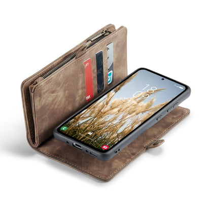 For Samsung Galaxy A35 5G CaseMe 008 Multifunctional Zipper Wallet Leather Phone Case with Lanyard(Brown) by CaseMe