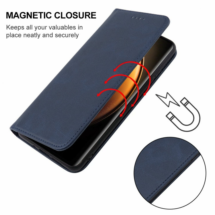 For vivo X100 Magnetic Closure Leather Phone Case(Blue) - vivo Cases by buy2fix | Online Shopping UK | buy2fix