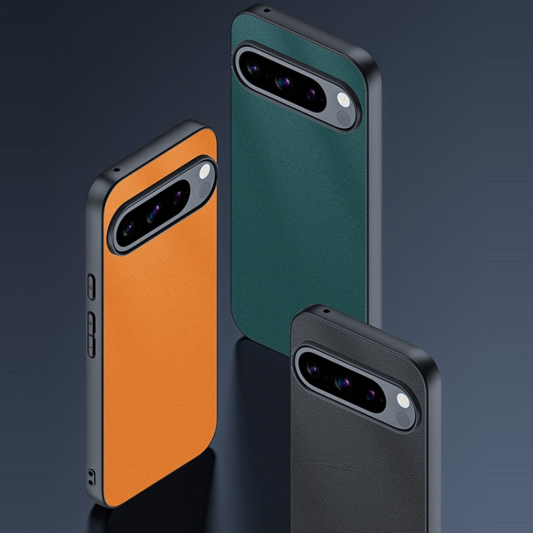 For Google Pixel 9 / 9 Pro Ultra-thin Plain Skin Leather Phone Case(Green) by buy2fix