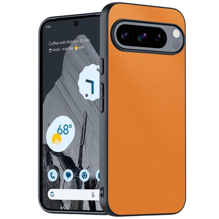 For Google Pixel 9 / 9 Pro Ultra-thin Plain Skin Leather Phone Case(Orange) by buy2fix