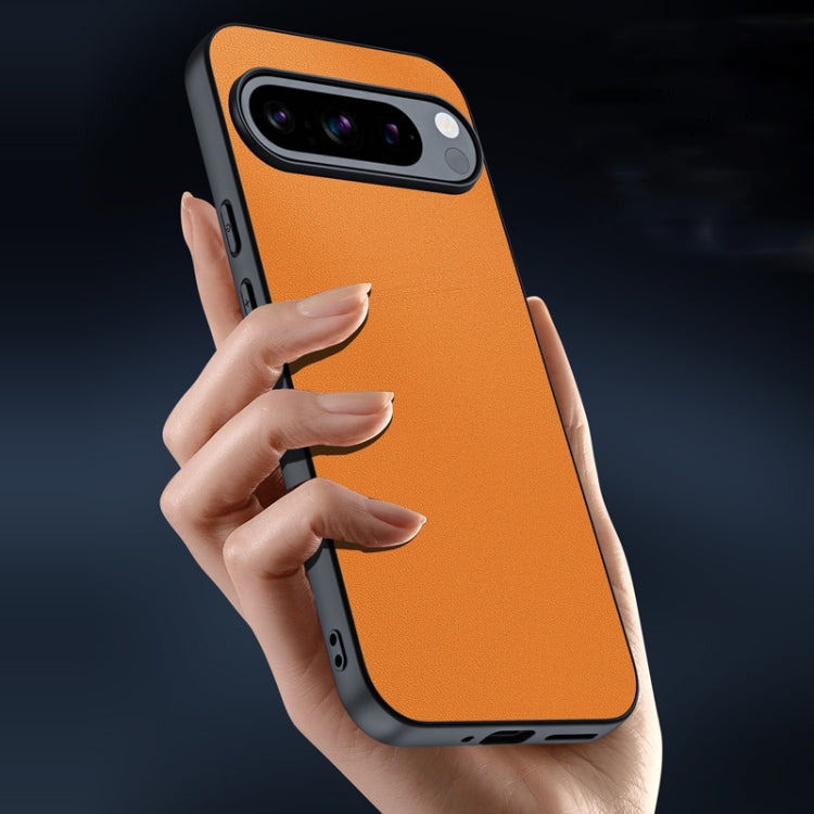 For Google Pixel 9 / 9 Pro Ultra-thin Plain Skin Leather Phone Case(Orange) by buy2fix